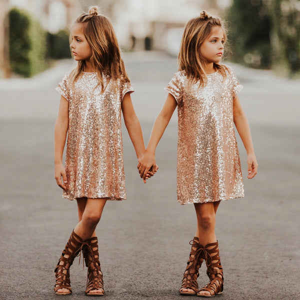 Rose Gold Katy Dress - Little Trendsetter Rose Gold Katy Dress - Little Trendsetter