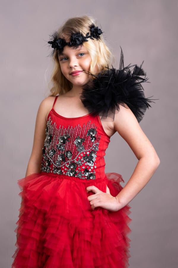 Red Beaded Tutu Dress