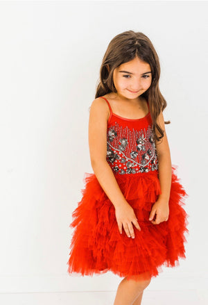 Red Beaded Tutu Dress